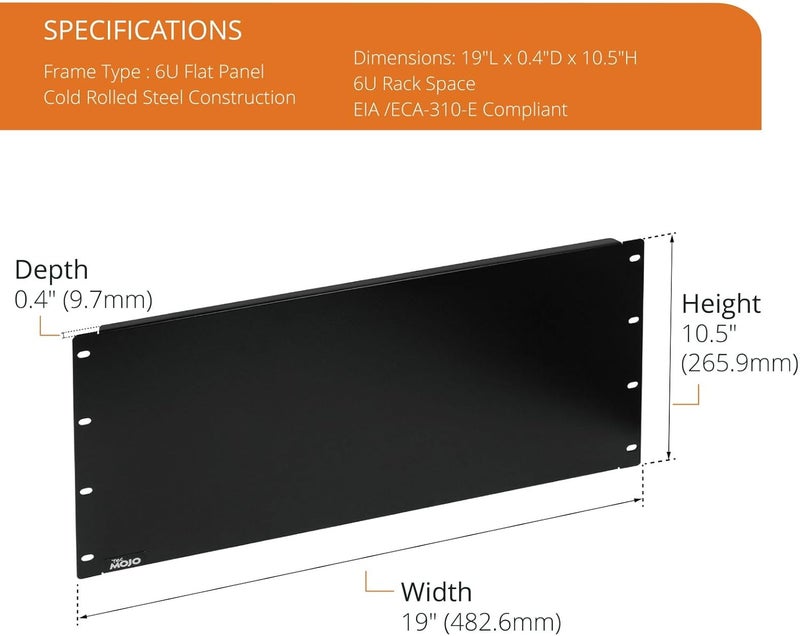 Tecmojo 6U Blank Panel,Rack Mount Plate for 19inch Server Rack,Network Rack,Enclosures and Cabinets,Solid,Black - Image 2